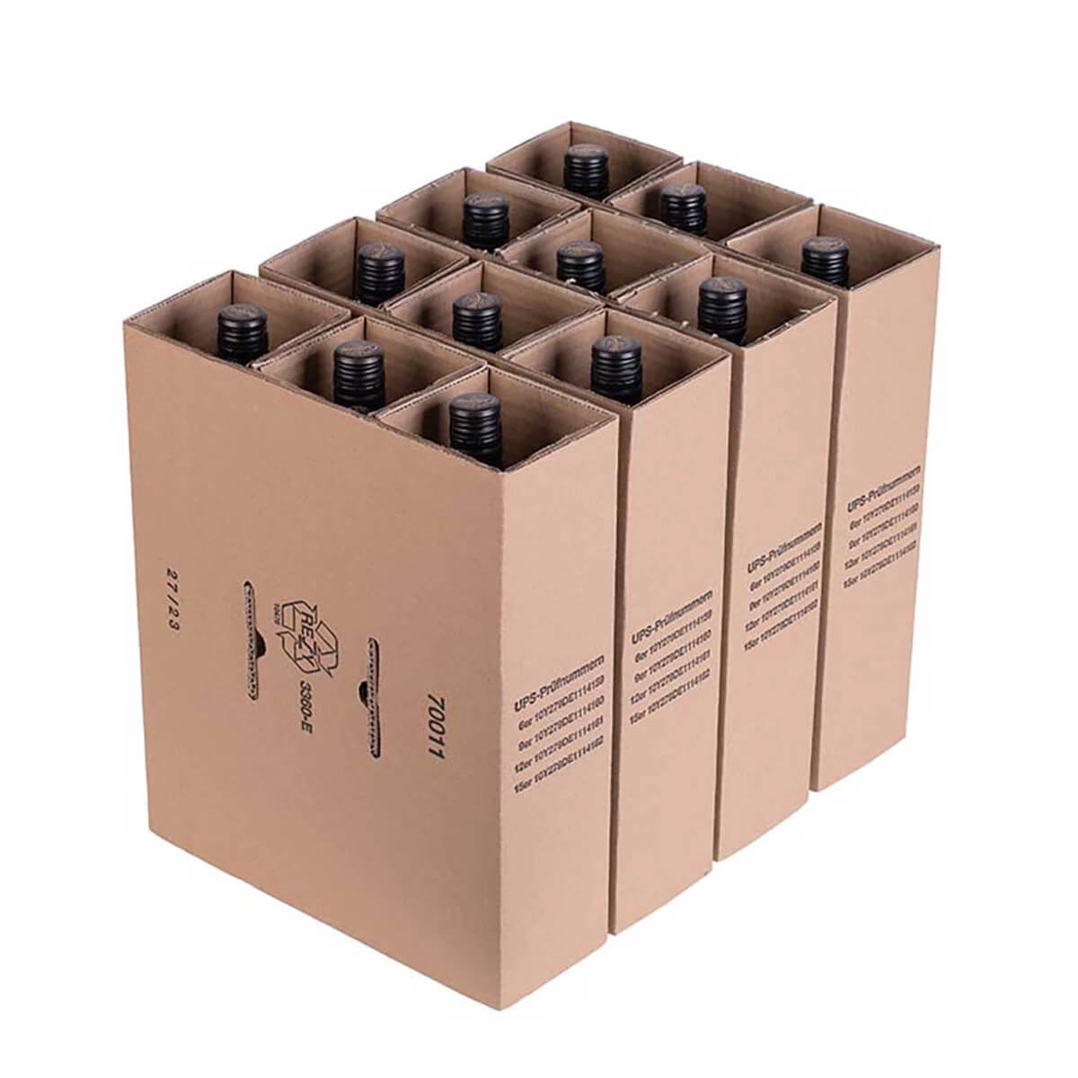 Stevige wijnverzenddoos voor 12 flessen - inclusief inlay - 10 stuks