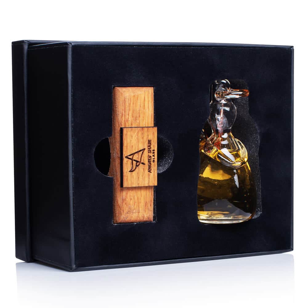 Glazen Whisky Engel op Hout - Angels' Share - Handgeblazen - Cadeaubox