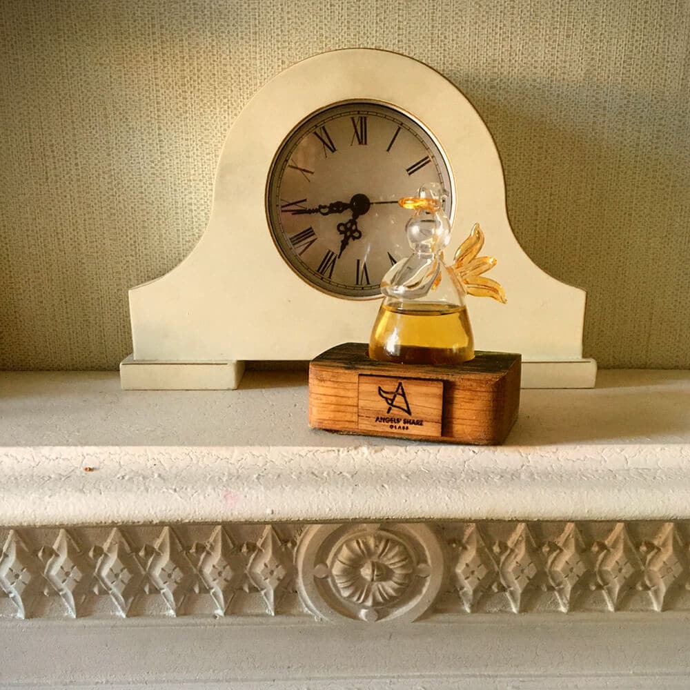 Glazen Whisky Engel op Hout - Angels' Share - Handgeblazen - Cadeaubox