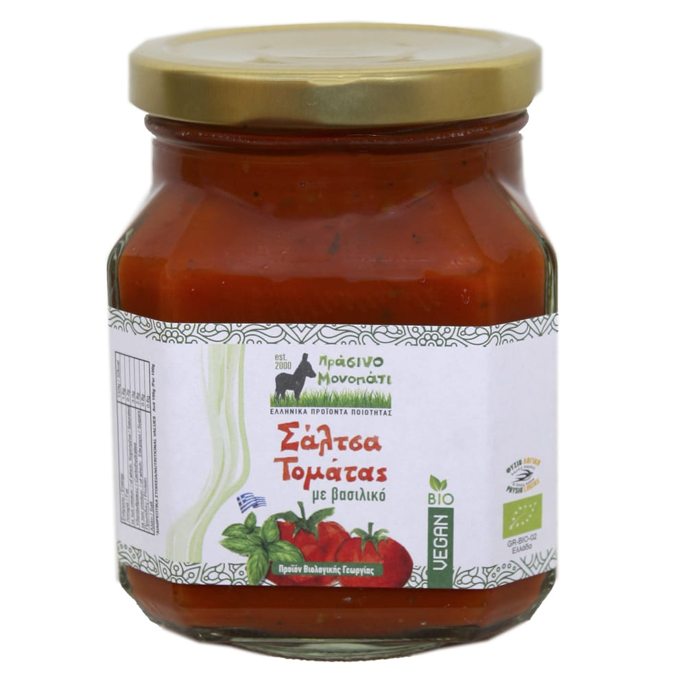 Tomatensaus met Basilicum - Prasino Monopati - Vegan - Puur - 314ml