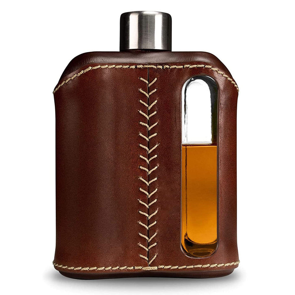 Ragproper Glazen Heupfles - Echt Leer - 240ml