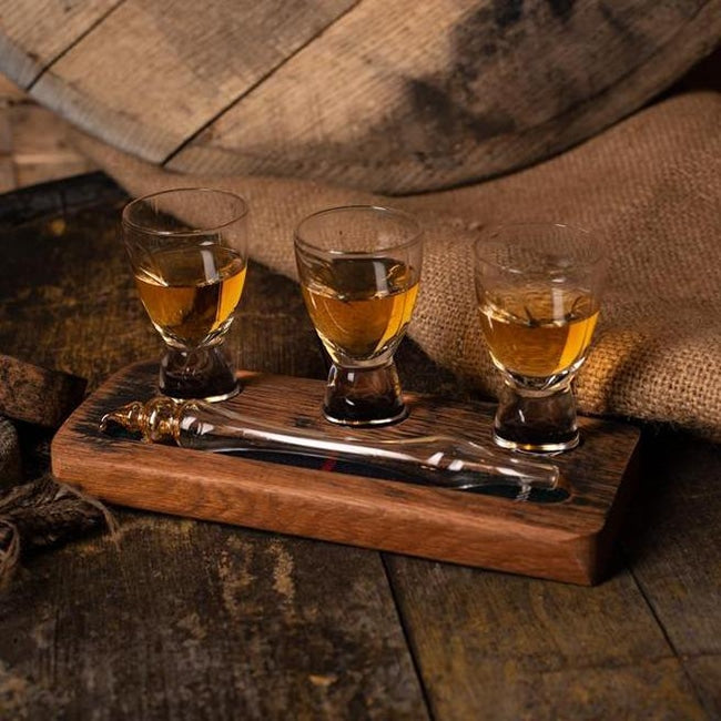 Whiskey Proeverij set - Glazen Pipet en 3 glazen op Hout - Handgemaakt