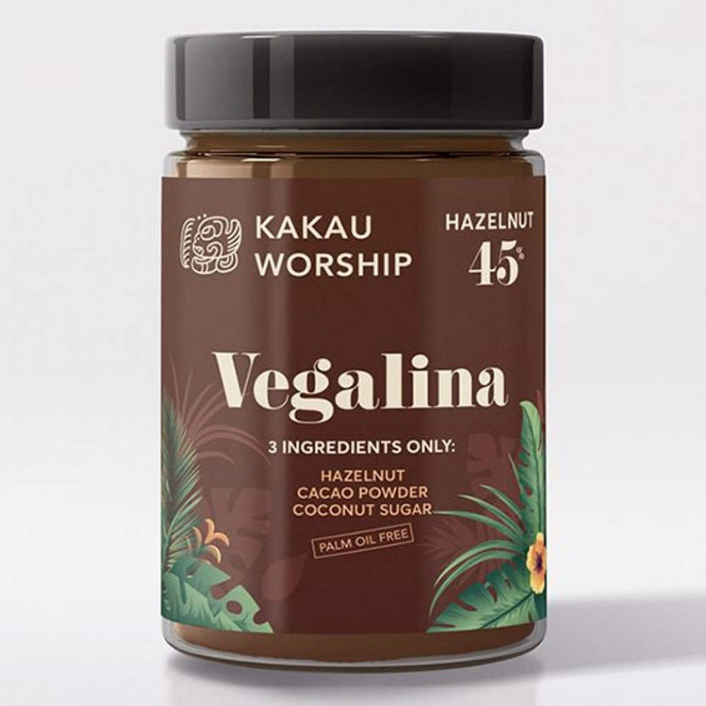 Chocopasta 45% hazelnoten - Palmolievrij - Vegan - Kakau Worship - 350g