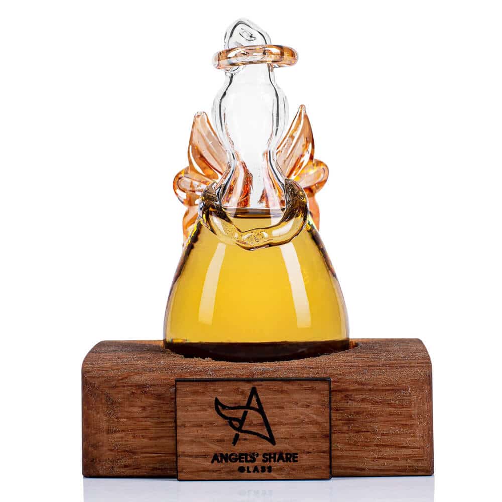 Glazen Whisky Engel op Hout - Angels' Share - Handgeblazen - Cadeaubox