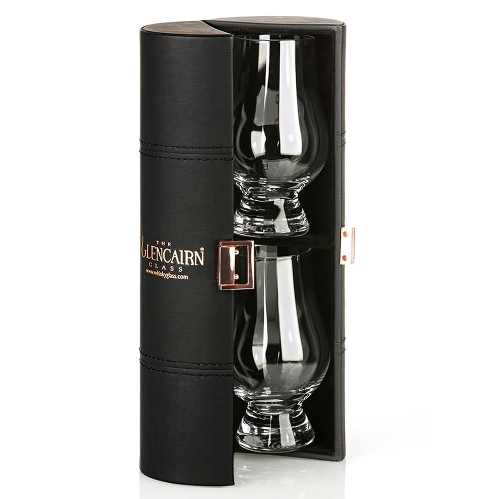 Glencairn whiskey glazen luxe leren set van 2