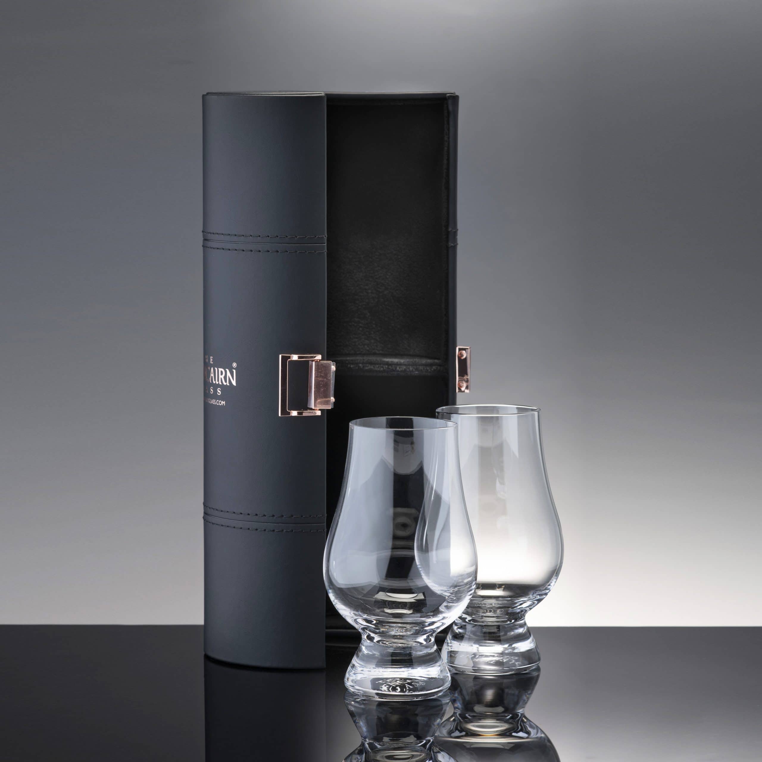 Glencairn whiskey glazen luxe leren set van 2