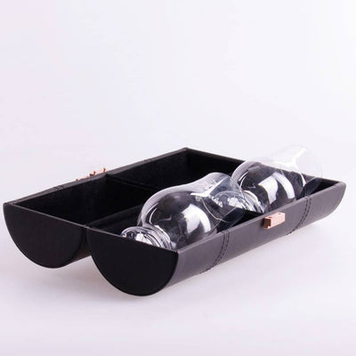 Glencairn whiskey glazen luxe leren Travel set van 2