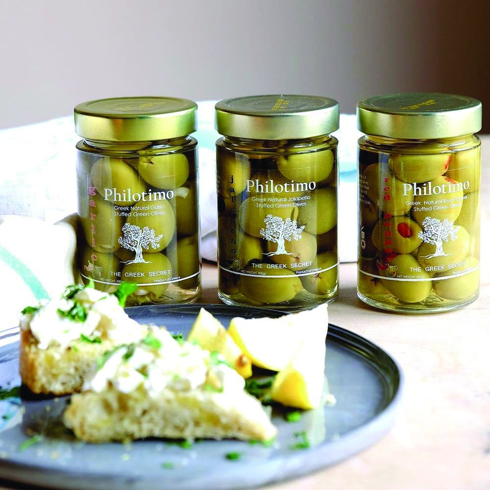 Groene Chalkidiki olijven met Rode peper - Philotimo - 300g