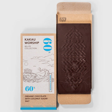 Pure chocolade met zeezout - Belize 60% - Kakau Worship - Vegan - 75g