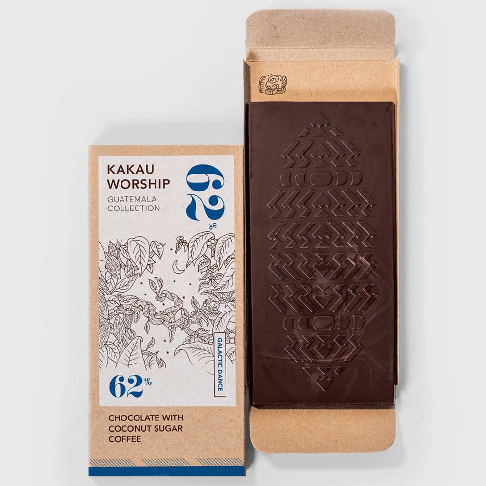 Pure chocolade met koffie - Guatemala 62% - Kakau Worship - Vegan - 75g
