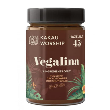Chocopasta 45% hazelnoten - Palmolievrij - Vegan - Kakau Worship - 350g