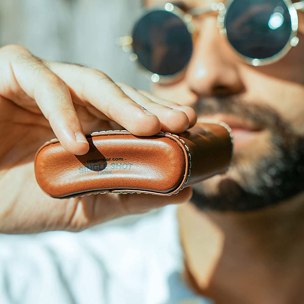 Ragproper Glazen Heupfles - Echt Leer - 100ml