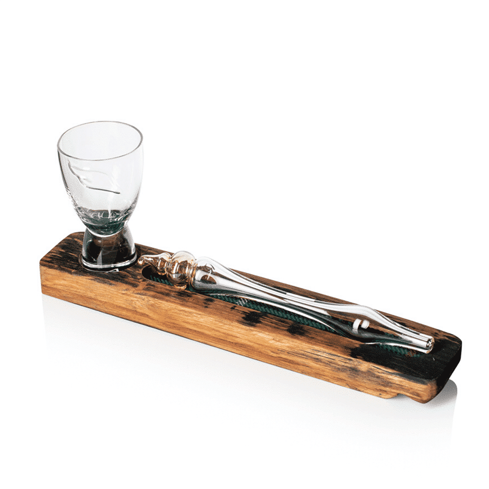 Whiskey Proeverij set - Glazen Pipet en Glas op Hout - Handgemaakt